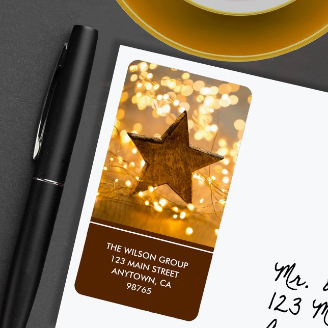 Étiquette Étoile et feux de Noël Adresse de retour (Créateur téléchargé)