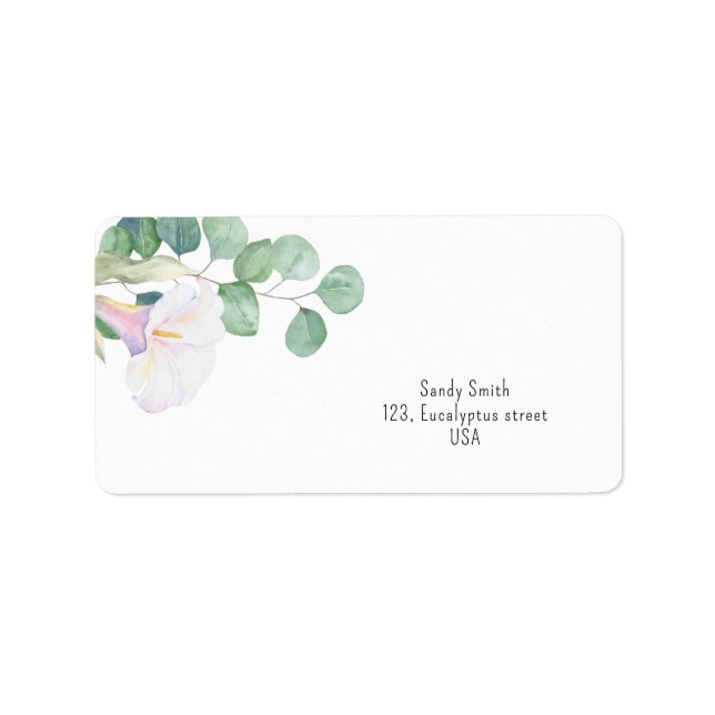 Étiquette Eucalyptus et fleur de calla - douche de mariée  (Devant)