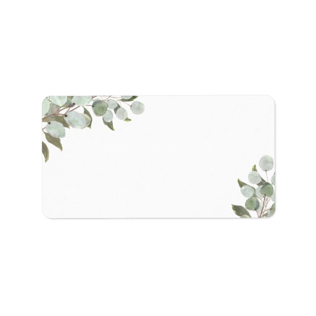 Étiquette Eucalyptus rustique & Greenery Blank Mariage Adres (Devant)