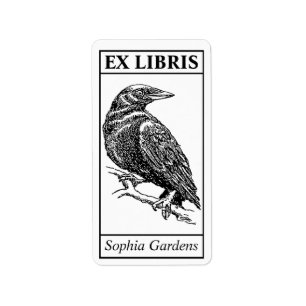 Étiquette Ex Libris - Corbeau