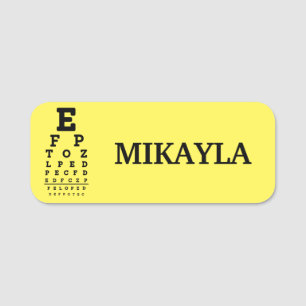 Étiquette Eyechart Opticien Jaune Nom Balise