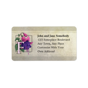 Étiquette F pour le monogramme de fleurs Fuchsia