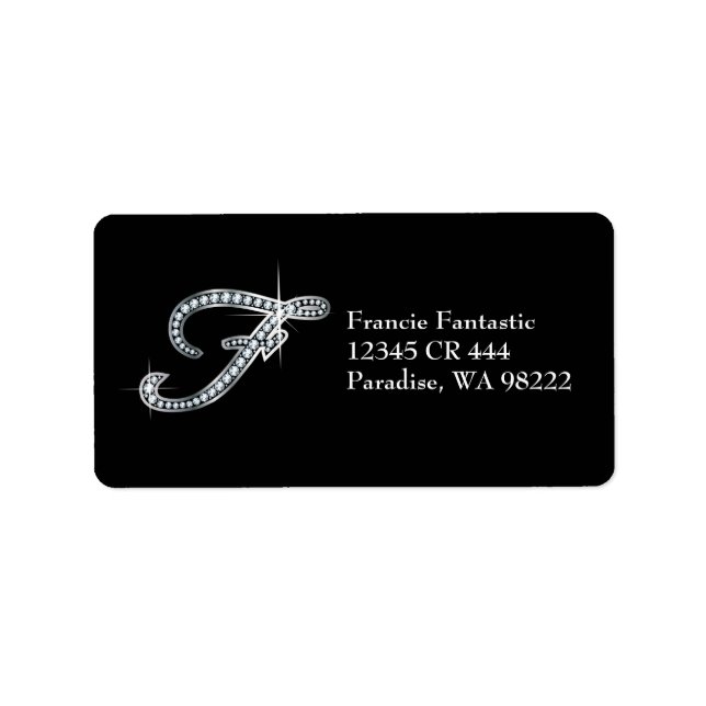 Étiquette F Script "Diamond Bling" (Devant)
