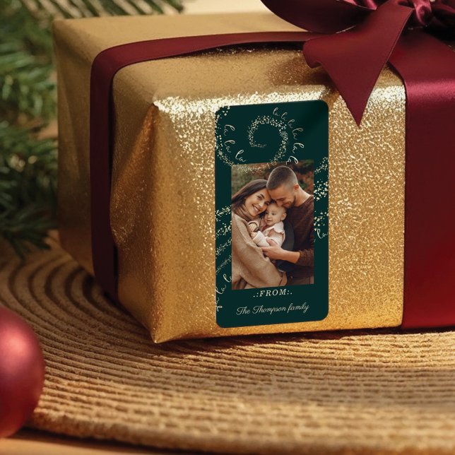 Étiquette Fa La Magique Noël Carol Photo Green (Fa La La Magical Christmas Carol Photo Green Label)