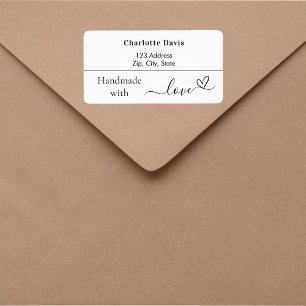 Étiquette Fait à la main avec nom d'amour marque couleur adr