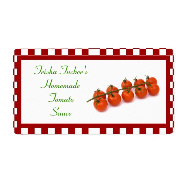 Étiquette fait maison de sauce tomate (Devant)