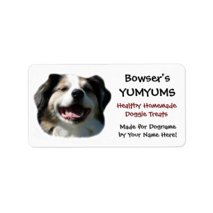 Étiquette fait sur commande de festins de chien de