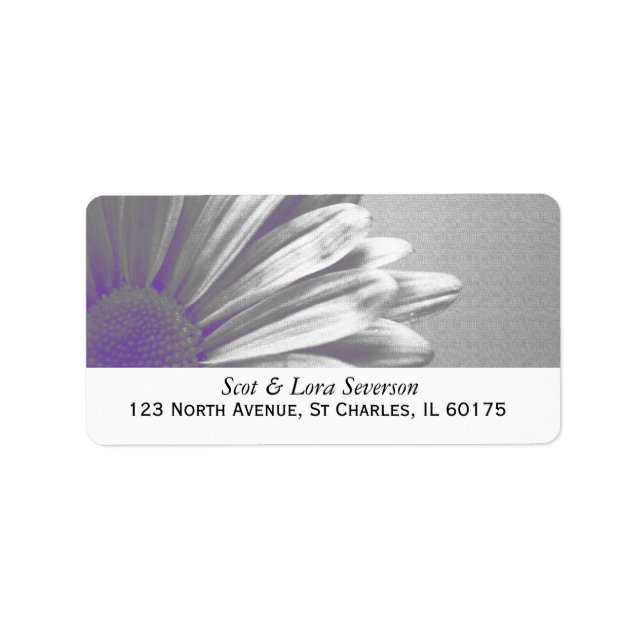 Étiquette Faits saillants floraux violet et gris Adresse de  (Devant)