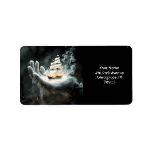 Étiquette Fantaisie Mignonne Main Bateau Fumée