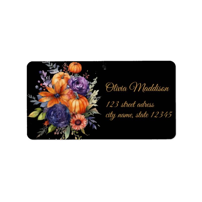 Étiquette Fantôme de chauve lune noire Hallowe automne (Devant)