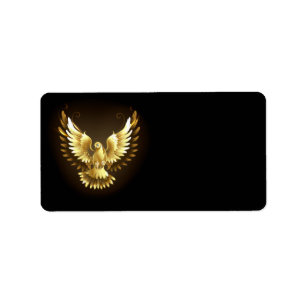 Étiquette Faux Gold Foil Peace Dove en noir