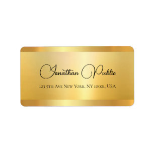 Étiquette Faux Gold Hand Script Name Elegant Typography