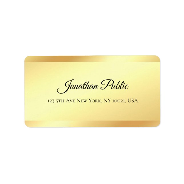 Étiquette Faux Gold manuscrit Nom de script professionnel (Devant)