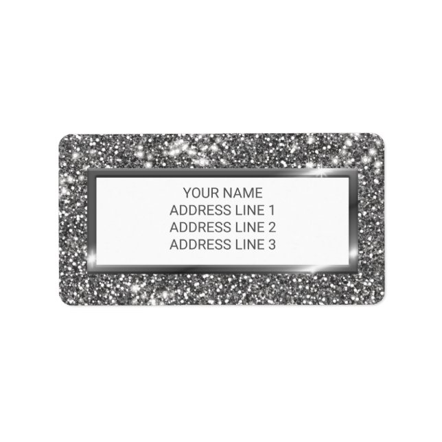 Étiquette Faux Parties scintillant en argent Texture Look &  (Devant)