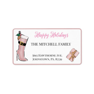 Étiquette Feminine rose Noël Girl Style Adresse