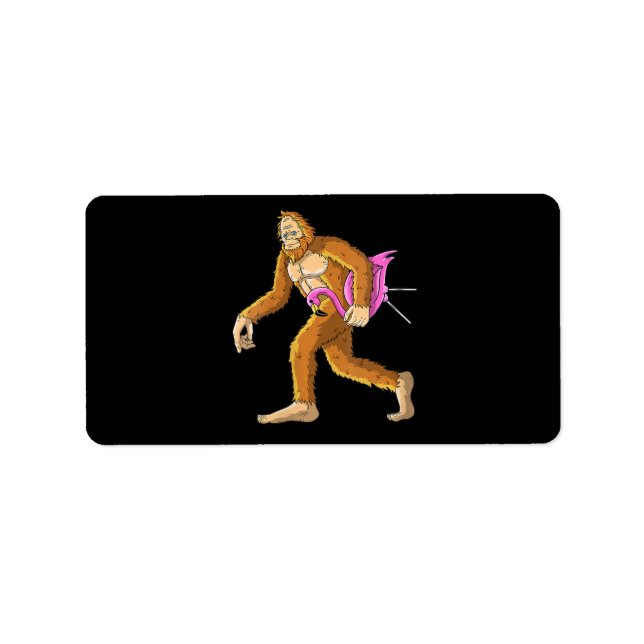 Étiquette Femme Bigfoot Avec Flamant rose Animal Costume Cad (Devant)