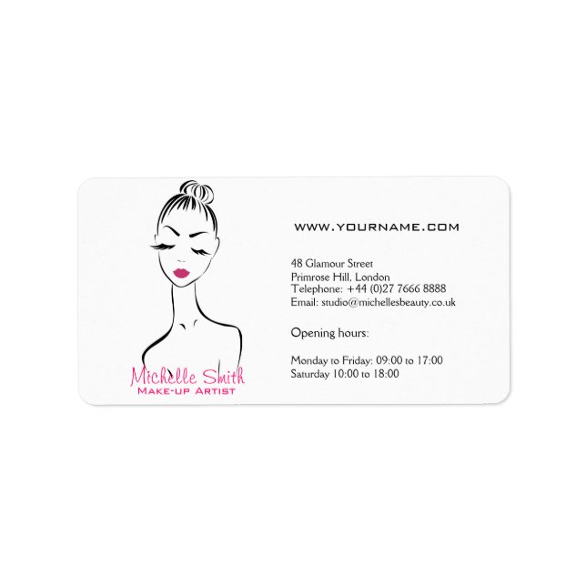 Étiquette Femme face maquillage entreprise d'artiste marque (Devant)