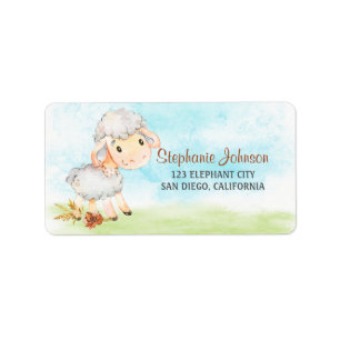 Étiquette Ferme de moutons d'aquarelle