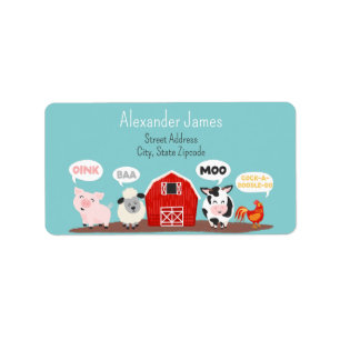 Étiquette Ferme de sons Moo Baa Coincute Personnalisée