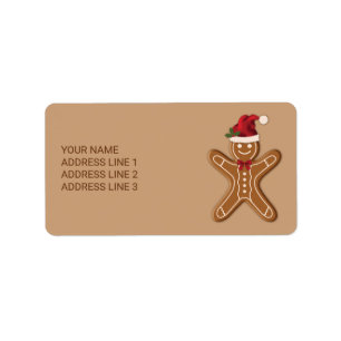 Étiquette Festive Gingerbread Christmas Cookie With Text