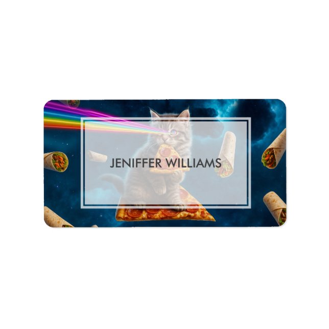 Étiquette Fête de pizza de chat laser (Devant)