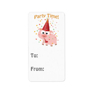 Étiquette Fête heure confetti Pig