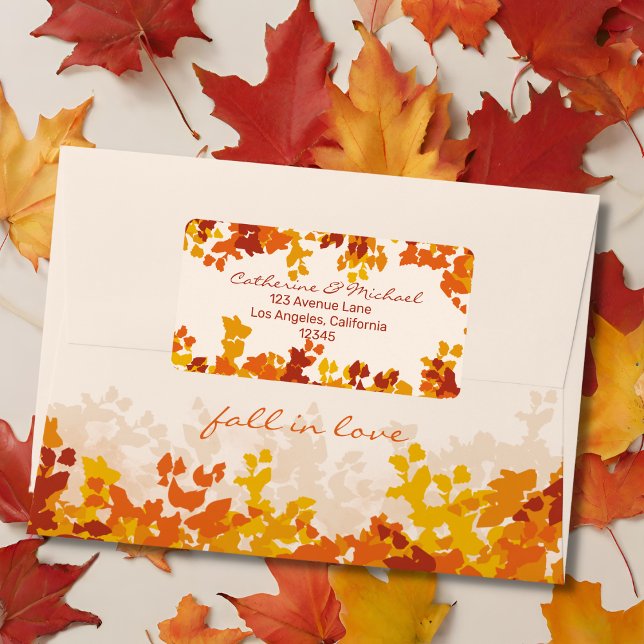 Étiquette Feuille d'érable Orange et Terracotta Mariage d'au (Créateur téléchargé)
