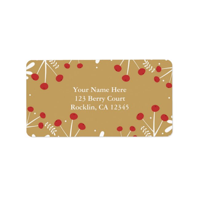 Étiquette Feuilles blancs & Berries Gold Holiday Invitation (Devant)