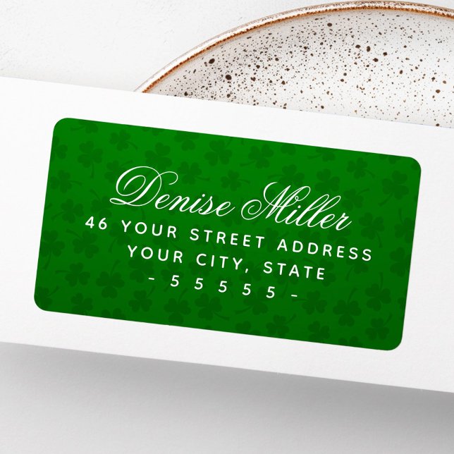 Étiquette Feuilles de trèfle vert jour de la Saint-Patrick (Lucky clover leaves green St Patrick's day Label)