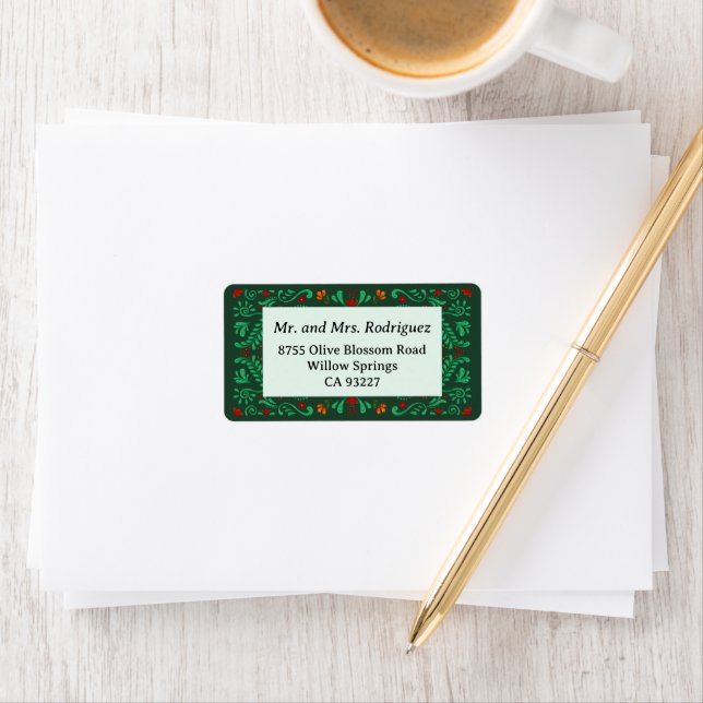 Étiquette Fiesta Christmas Return Address Label (En situation)