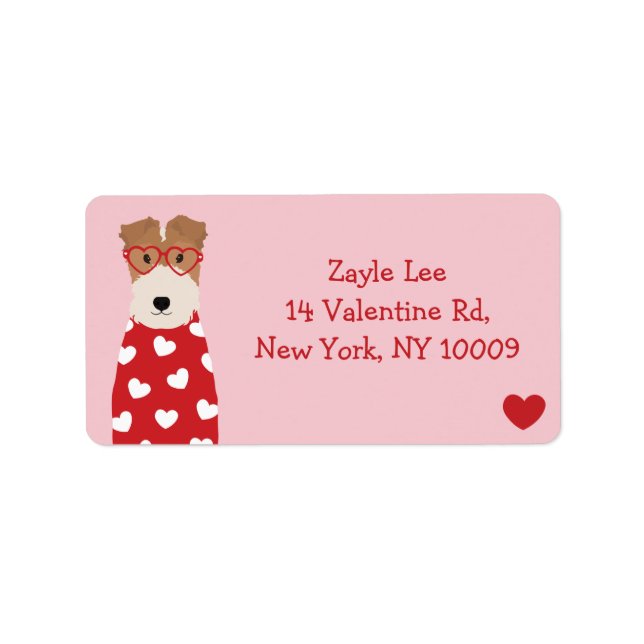 Étiquette Fil Fox Terrier Chien lunettes Motif de coeur (Devant)