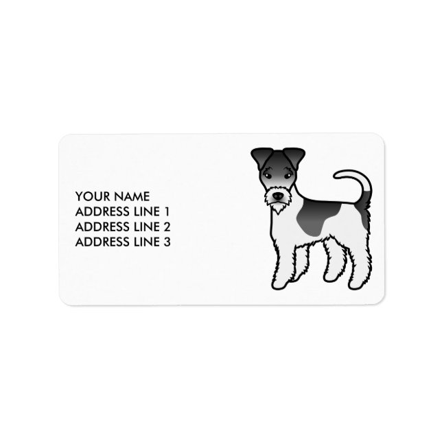 Étiquette Fil noir et blanc Renard Terrier mignon chien et t (Devant)