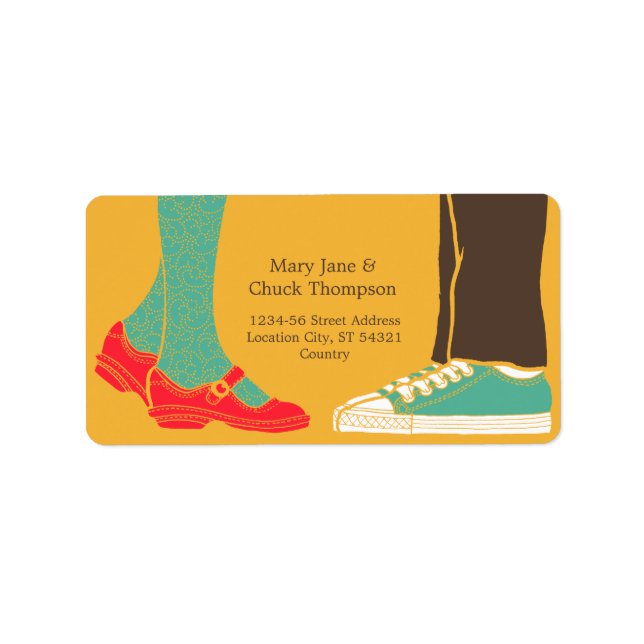 Étiquette Fille Chaussures et Baskets Mariage illustré Jaune (Devant)