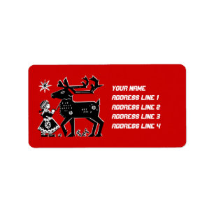 Étiquette Fille en Laponie en renne costume à Noël