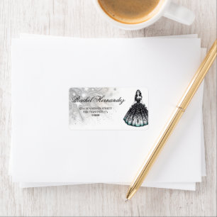 Étiquette Fille Quinceañera noire et Turquoise