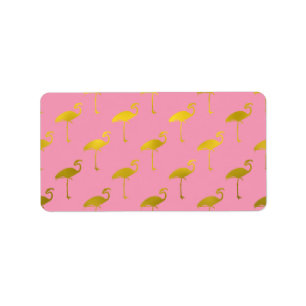 Étiquette Flamant rose d'or Faux Métallurgie Foil Flamant ro