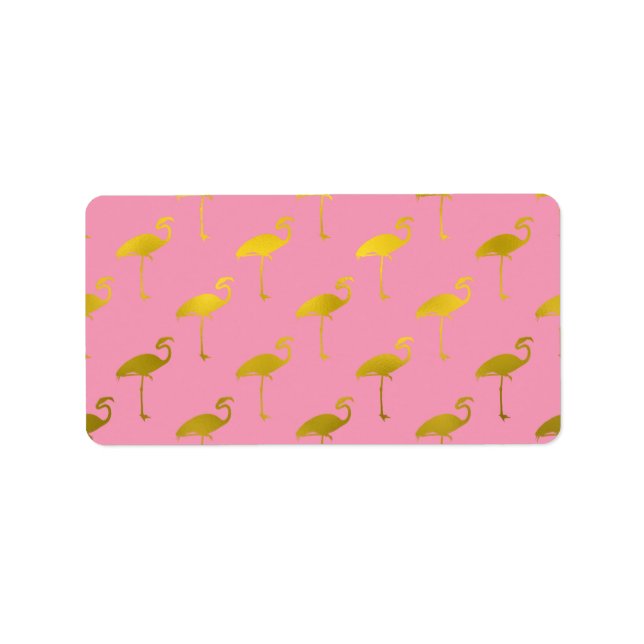 Étiquette Flamant rose d'or Faux Métallurgie Foil Flamant ro (Devant)