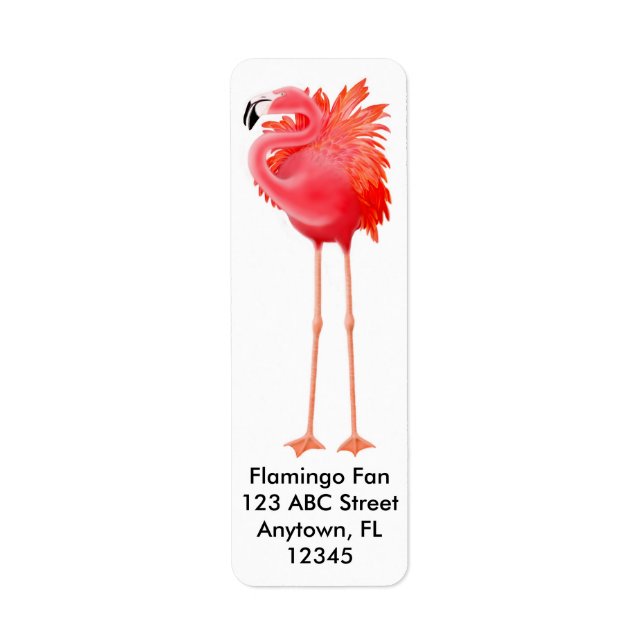 Étiquette Flamant rose rose (Devant)