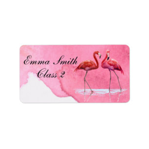Étiquette Flamingos Personalized School Label