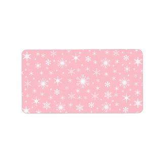 Étiquette Flèches de neige - Blanc sur rose