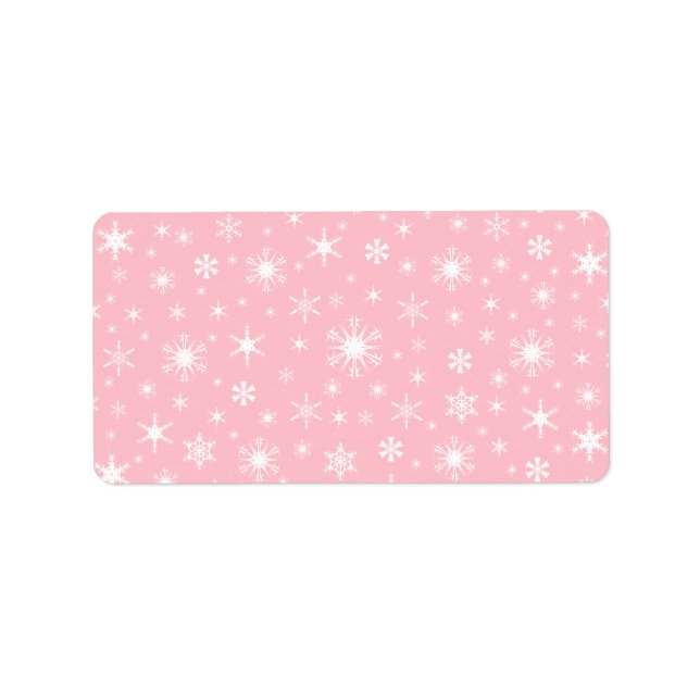Étiquette Flèches de neige - Blanc sur rose (Devant)