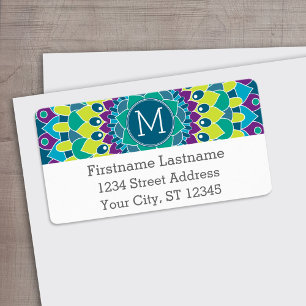 Étiquette Fleur bohème avec Monogrammes