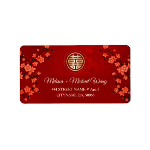 Étiquette Fleur de cerisier rouge Mariage chinois
