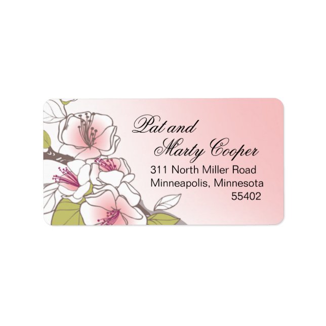 Étiquette Fleur de cerisiers en fleurs rose (Devant)