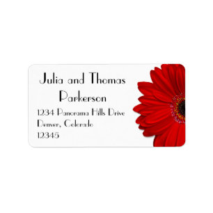 Étiquette Fleur rouge de marguerite de Gerbera épousant