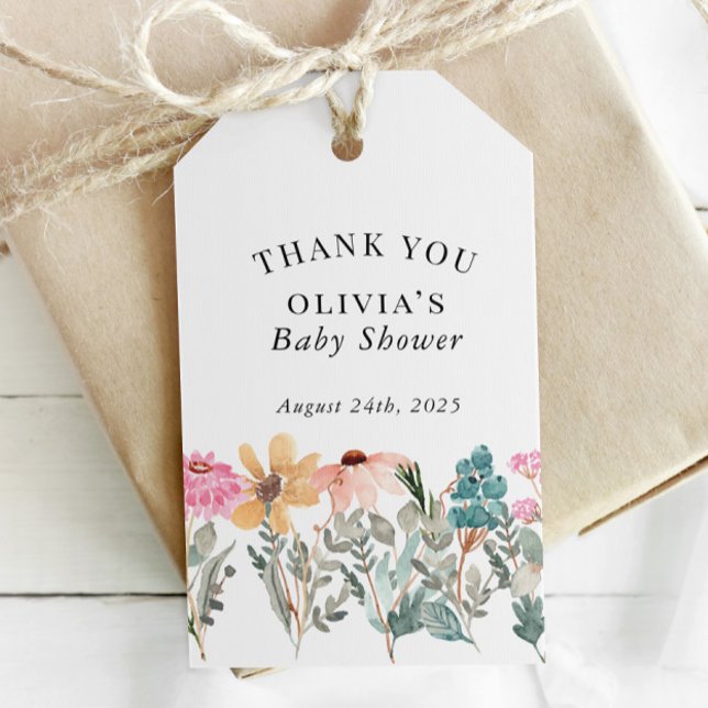 Étiquette Fleur sauvage d'aquarelle ou Favoriser l (Créateur téléchargé)