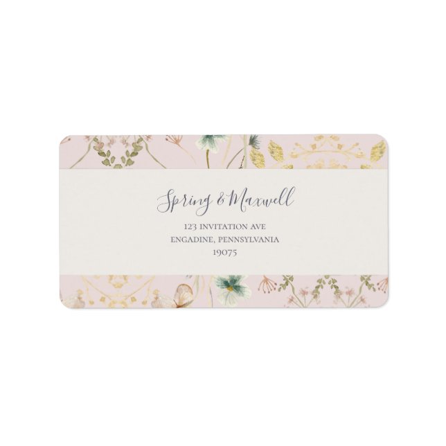 Étiquette Fleur sauvage de printemps | Blush Wedding RSVP Ad (Devant)