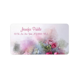 Étiquette Fleurs d'aquarelle manuscrites personnalisées