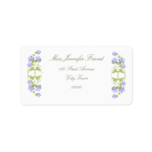Étiquette Fleurs de bordure de l'aquarelle (Devant)