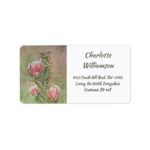 Étiquette Fleurs de cactus de désert dans l'adresse